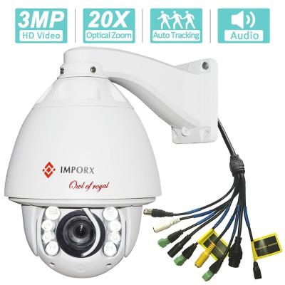 China Waterproof / 3mp 20x zoom waterproof ptz ip auto tracking camera with audio and alarm for sale