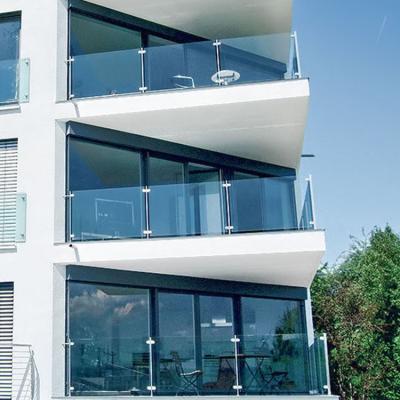 China Modern Stainless Steel Hardware Aluminum Fittings Flat Curved Panel Balcony Balustrade Balustrade Frameless Building Glass System for sale