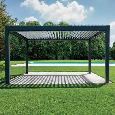 China Easily Assembled Outdoor Waterproof Electric Motorized Louvered Pergola Retractable Patio Gazebo Roof Screens for sale