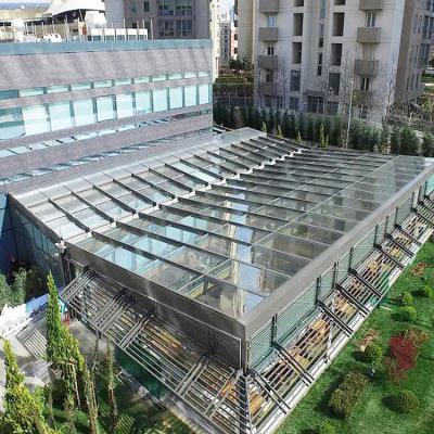 China Retractable Glass Panel Tent Awnings Cover And Roof Canopies Electric Balcony Systems With Led for sale