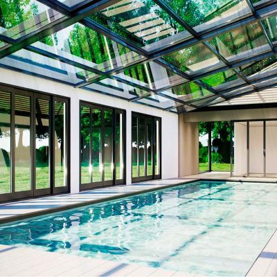 China Magnetic Screen Motorolized Pergola Motorized Sliding Retractable Movable Low E Glass Roof System for sale