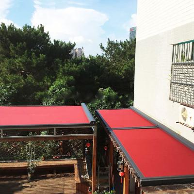 China Removable Cover Aluminum Frame Motorized Folding Remote Control Tent Canopy Polyester Deck Canopy Roof Top Cover for sale