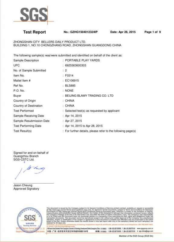 SGS - Zhongshan Qing Run He Daily-Use Products Co.,Ltd