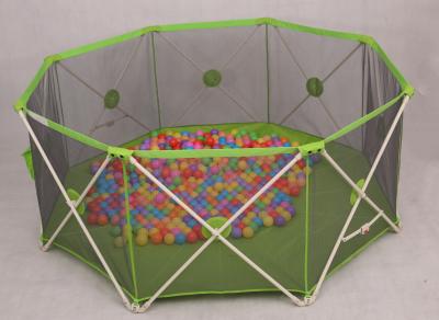 China Green Mesh Round Babies Playpens / 8 Panel Baby Play Yard Eco Friendly for sale