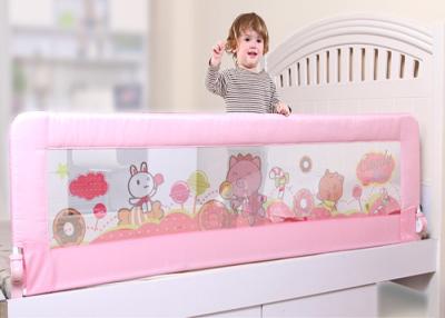 China Modren Design One Button Foldable Pink Adjustable Bed Rails With Cartoon Picture Net for sale