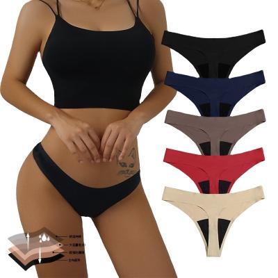 China 2022 Antibacterial Custom Wholesale Plus Size Sexy Heavy Flow Bamboo Cotton Thong 4 Layer Menstrual Period Leakproof Panties For Women for sale