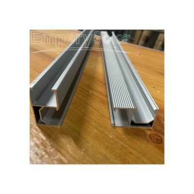 China Free Shipping Aluminum PV Structure Mount Rail Mounting Bracket End Clamp Rail Roof Mount Solar Panel Motor Pressure Rate for sale