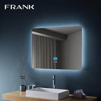 China Bathroom Mirror Magnifying Design Illuminated White Color Bath Mirror With Led Magic Light Bathroom Mirrors for sale