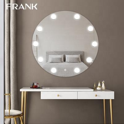 China Lamp Bulb Magnifying Mirror Led Light Bathroom Lighted Mirror Makeup Hollywood Mirror for sale