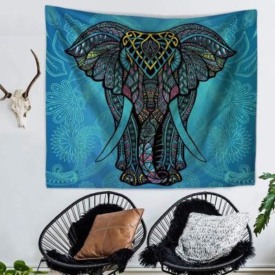 China Mandala Blue Wall Tapestry Psychedelic Elephant Bohemian Hippie Tapestry Modern Wall Hanging Decor for sale