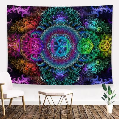 China Plain Wall Hanging Tapestry Custom Fabric Indian Boho Bohemian Printed Psychedelic Trippy Tapestry for sale