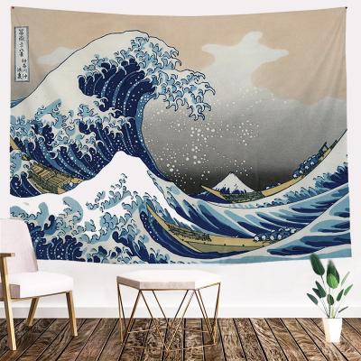 China Plain Japan Kanagawa Waves Printed Hanging Tapestry Whale Wall Hanging Tapestries for sale