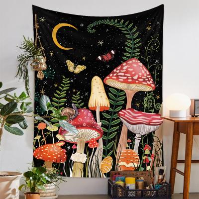 China Mushroom Moon and Star Tapestry Boho Tapestry Trippy Wall Hanging for sale