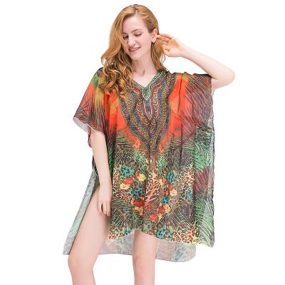 China Breathable Summer Kaftan Muslim Dress Printed Women Kaftans for sale