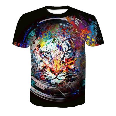 China Anti-wrinkle White T-shirt Printed Lion Shirt Men Fitness Animal Casual T-shirt Funny 3d Lion T-shirt Men's Tshirt For Men for sale