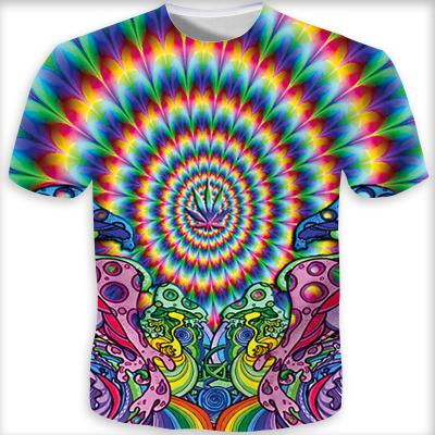 China Custom Anti-wrinkle Man Streetwear Printed Hip Hop Mens Clothing 3D Vortex T-shirt Psychedelic Printing for sale