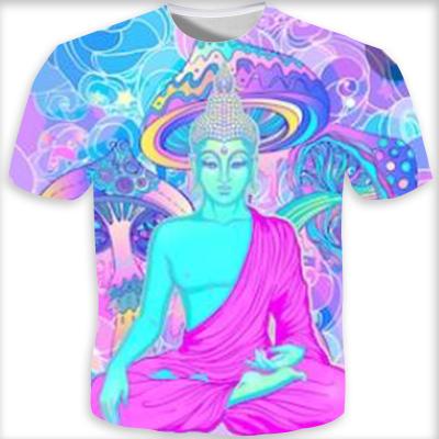 China Anti-wrinkle hip hop style Streetwear 3d T-shirt Men Meditation T-shirt Buddha Printed Men T-shirt for sale