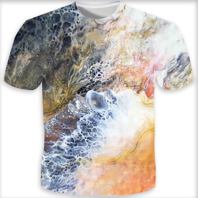 China Anti-wrinkle printing sublimation printed mens sport shirts 3d custom marble pattern t-shirt for man for sale