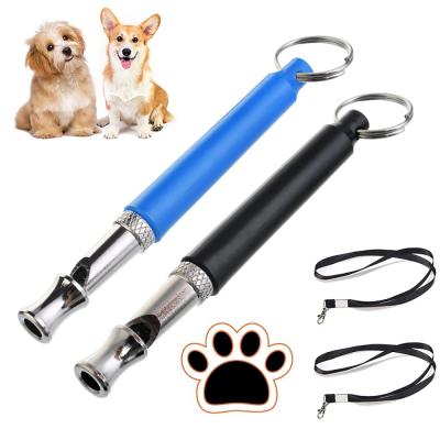 China Stocked Ultrasonic Silent Dog Whistle To Stop Barking Hissing Professional With Lanyard Adjustable Frequency Dog Training Tool for sale