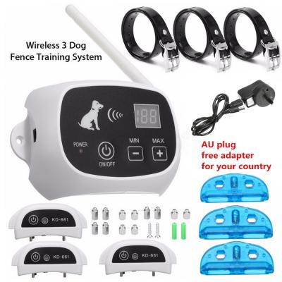 China Viable Wireless Barrier Dog Pet Containment System Waterproof Rechargeable Electric Wireless Barrier With 3 Collars for sale