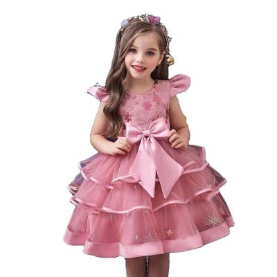 China Anti-wrinkle Amazon Children's Wear Girls Princess Dress Children's Performance Dress Bow Cake Pengpeng Skirt Large for sale