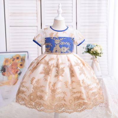 China Summer Short Stain Anti-wrinkle Feminine Sleeve Princess Mesh Skirt Embroidered Dress Children for sale