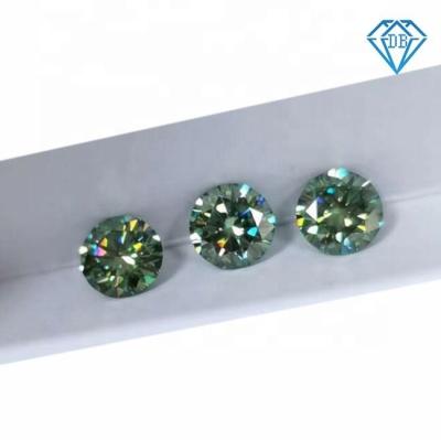 China Color Set Or Fire Double Jewelry Round Shape Green Moissanite Diamond With GRA Certificate for sale