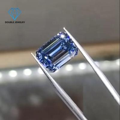 China Good Quality Multiple Color Set or Size Moissanite Diamond Loose Gemstone Emerald Cut Blue Moissanite Diamond Fire Double Jewelry for sale