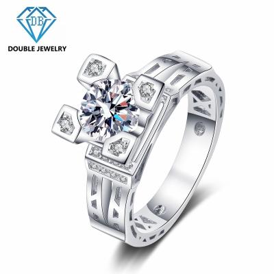 China FASHIONABLE jewelry factory price 925 silver double moissanite diamond ring women MR-007 for sale