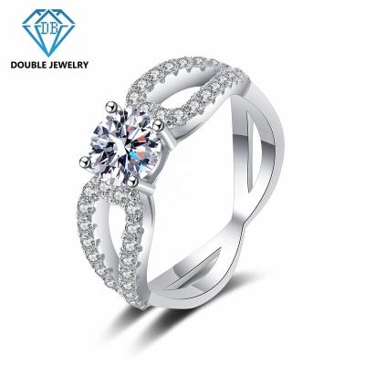 China TRENDY jewelry best double selling moissanite 925 silver fashion ring for love engagement MR-009 for sale