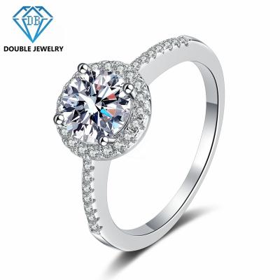 China TRENDY jewelry double moissanite diamond 925 sterling silver MR-017 brilliant engagement ring for sale