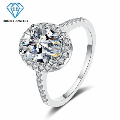 China Fashionable double jewelry beautiful real moissanite 925 silver ring elegant style for women MR-024 for sale