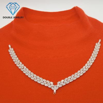 China Luxury Moissanite Necklace Jewelry Accessories Double Layers 18k Gold Moissanite Jewelry TRENDY Necklace Jewelry For Girls for sale