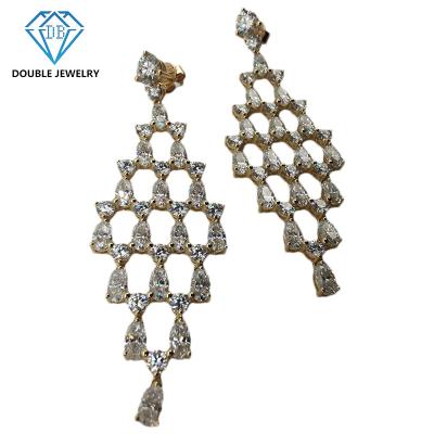 China TRENDY Jewelry 18k Gold Moissanite Earrings Double Shape Fashionable Moissanite Diamond Earrings Customized Earrings for sale