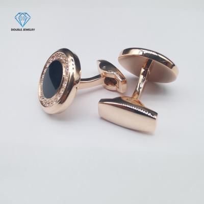 China Wholesale Jewelry 18k Moissanite Cufflinks Double Plated 18k Copper Plated Jewelry Decorate Cufflink For Men for sale