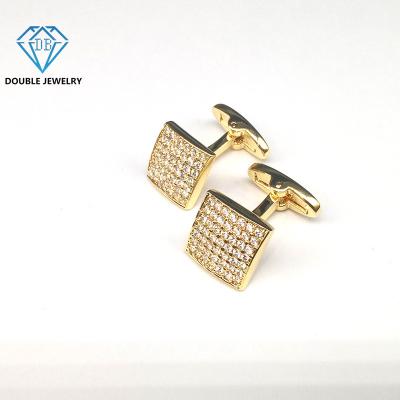 China 18k Gold Double Jewelry Sublimation Moissanite Cufflinks Oem Diamond Jewelry Button Cufflinks Oem Copper Plated Cufflinks for sale