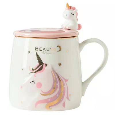 China Customized Ceramic Unicorn Handle Cup Large Capacity Coffee Milk Beverage Mug Home Office Gift Viable Ceramic Mug for sale