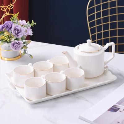 China Nordic Stylish and Comfortable Ceramic Water Care Scented Afternoon Tea Kettle Tea Cup and Tea Set Gift Full Set for sale