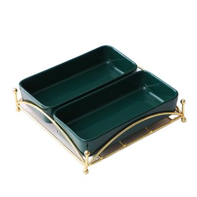 China Dessert high-grade ceramic health and environmental protection restaurant serving dishes set with gold shelf European creative afternoon tea snack dish for sale