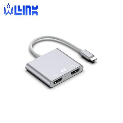 China Type-C Enabled Devices 4 In 1 Usb C To Dual Adapter , 3.1 Usb Type C To Dual Screen Display Converter PD Video Usb 3.0 4K for sale