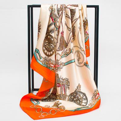 China Square Ladies Square Satin Scarf Hot-selling Printed Silk Shawl for sale