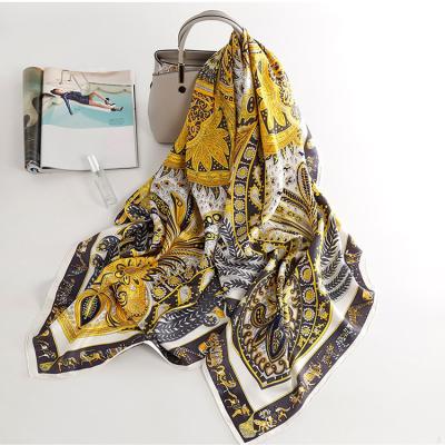 China 90 * 90Cm New Silk Scarf Colorful Print Square Scarf Ladies Square Scarf for sale