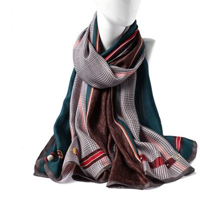 China Custom square over print and waist print chiffon scarf/silk shwal for women with hand rolled edge and high quality for sale