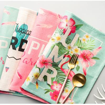 China Wholesale Custom Jacquard Logo Printing Linen Cotton Kitchen Tea Towel for sale