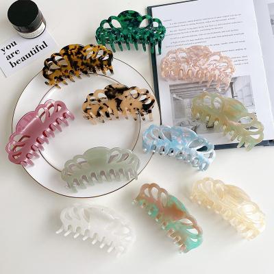 China Wholesale Korean Fashion DOWELL Hair Accessories For Women Thick Hair Grasping Clip Cavity Acetate Hair Claw Clips for sale