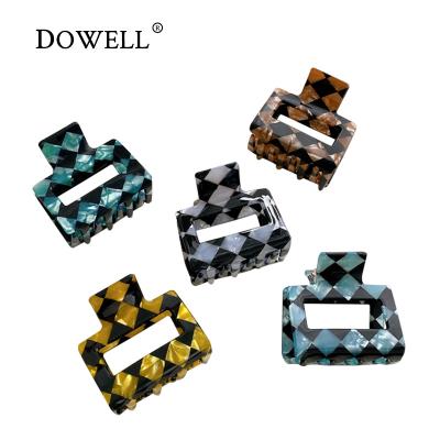 China DOWELL Fashion Retro Checkerboard Medium PVC Hair Claw Clips Wholesale Korean Hair Accessories for sale