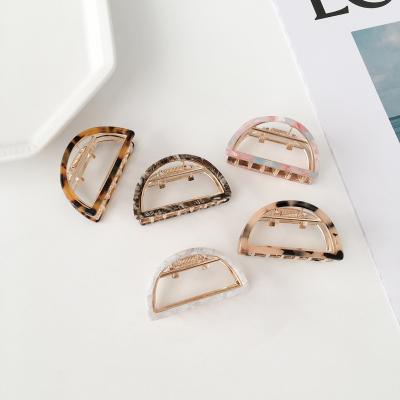 China DOWELL Fashion Semicircle Alloy Grab Clip Cavity Hair Accessories Women Metal Acetate Claw Wholesale Hair Clips for sale