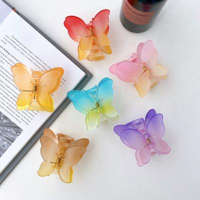 China DOWELL New Retro Fashion Hair Small Butterfly Hair Claw Clips Plastic Butterfly Hair Claw Clips Wholesale Matte Hair Accessories for sale