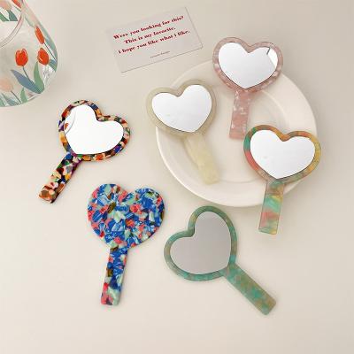 China DOWELL Fashion Retro Geometric Portable Mirror Small Acetate Heart Non-Specific Daily Makeup Mirror for sale