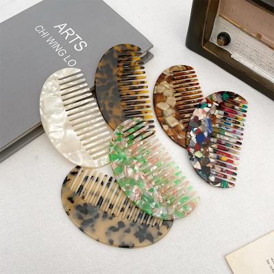 China DOWELL Texture Acetic Acid Hair Simple Elegant Marble U Shaped Comb For Girls Coif 3.5mm Thick Acetate Hair Comb for sale